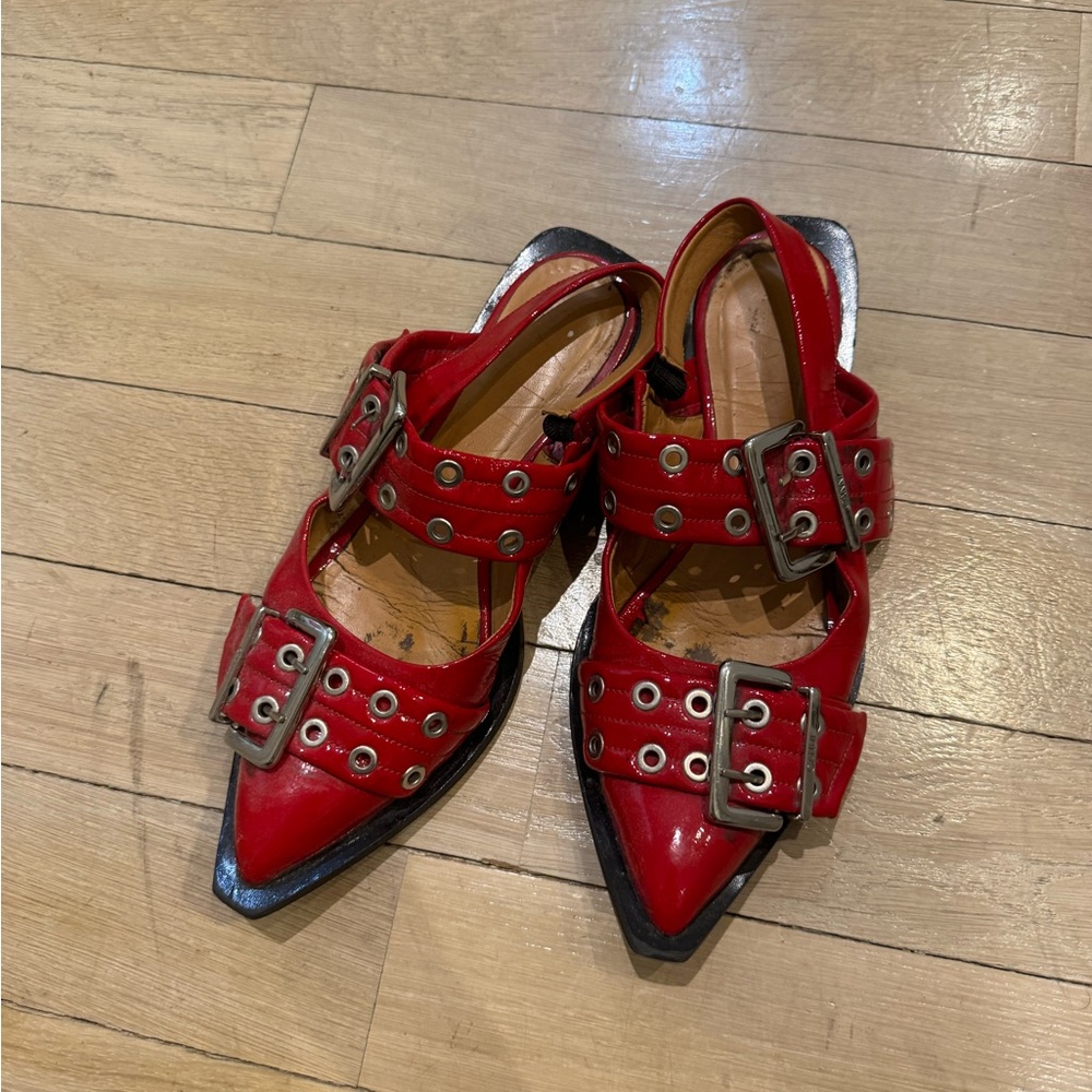 Ganni Buckle Ballerina Flats